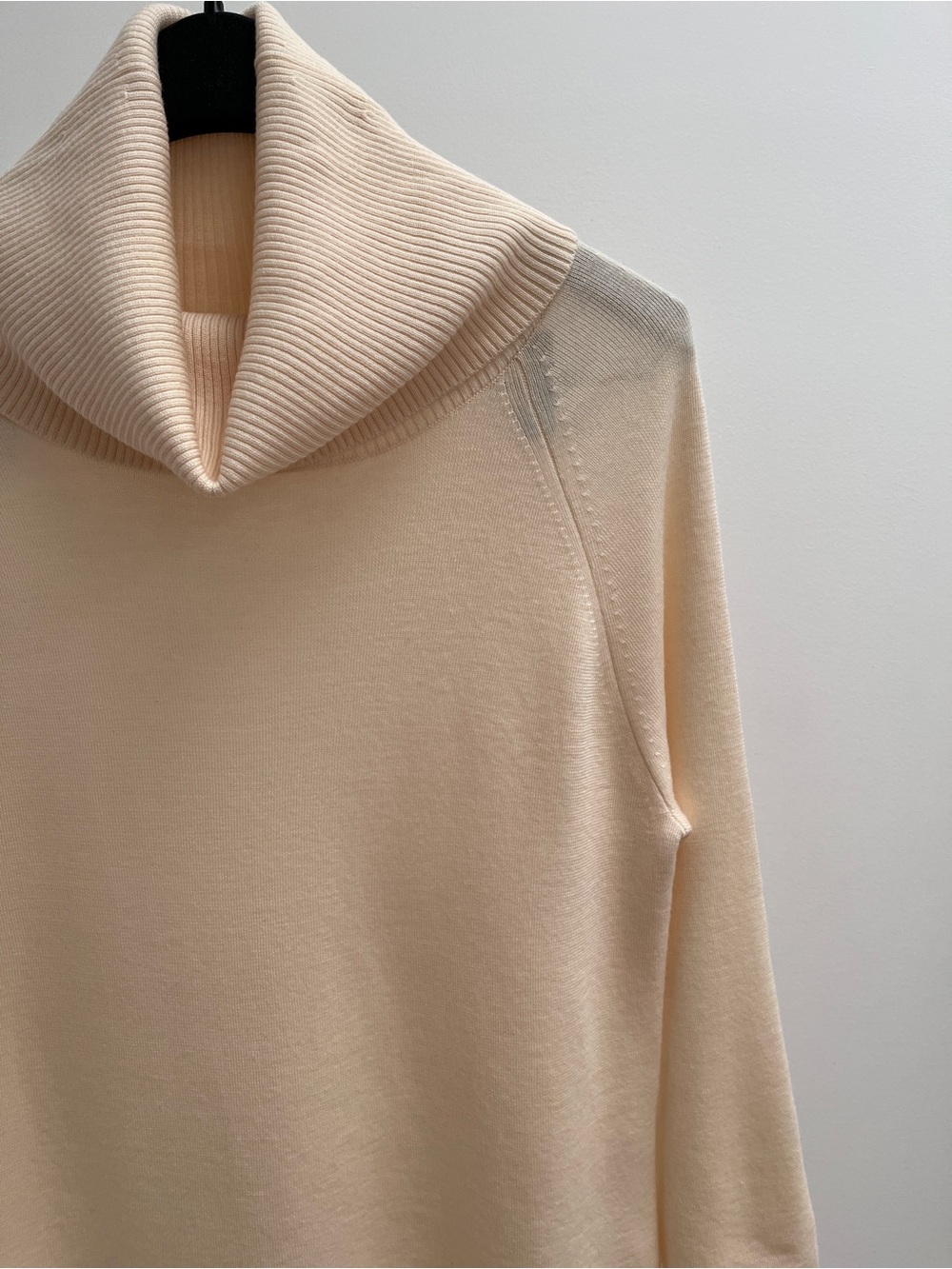 Talbots 100% merino wool 3/4 sleeve cowlneck sweater XL cream timeless old money